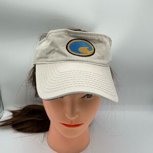 Costa Del Mar Khaki Embroidered Logo 100% Cotton Adjustable Sun Visor Hat Cap